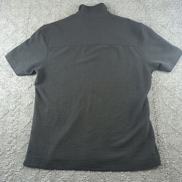 Zara Black Textured Knit Button Up Camp Collar Shirt Short Sleeve 7545/475 M - Picture 6 of 6